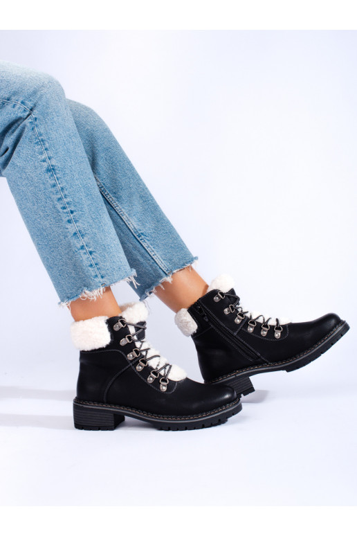 shoes womens with sheepskin black