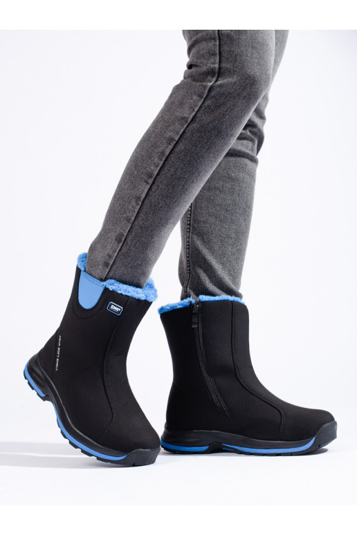 Women's snow boots DK insulated fur Softshell black and blue