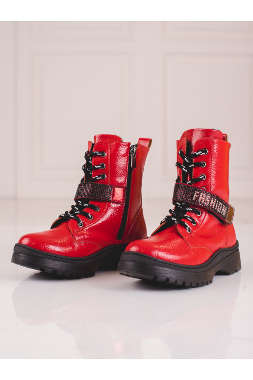 Boots girly Potocki with crystals Red