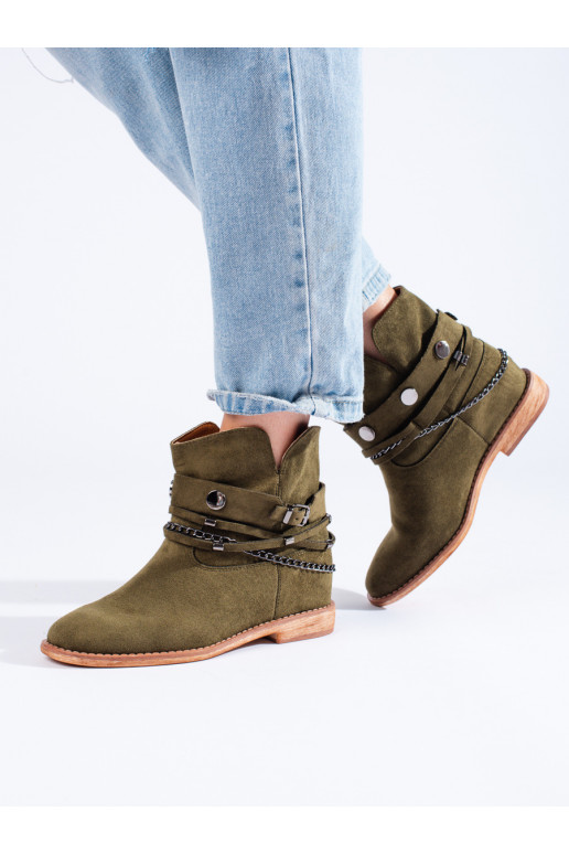 of suede women's boots on a wedge green