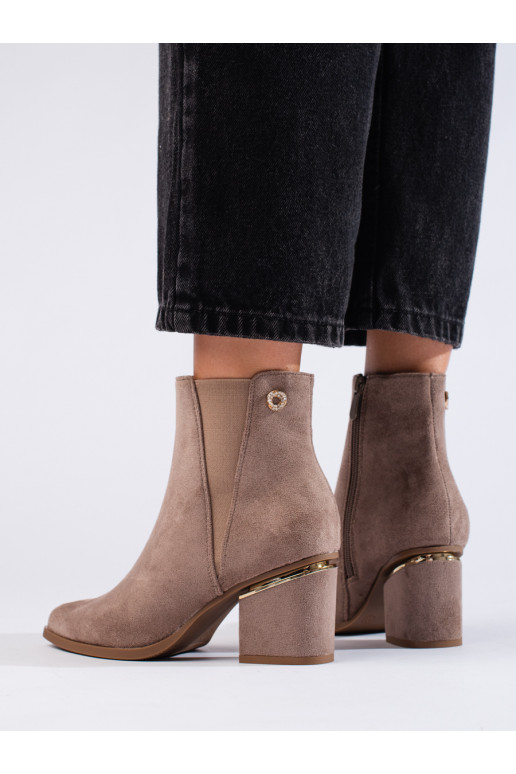 of suede women's boots Chelsea boots darkbeige