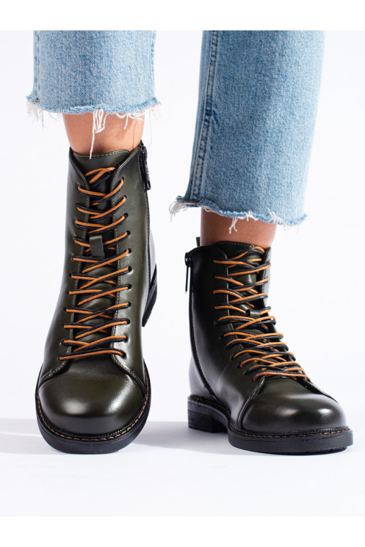 with straps darkgreen women's boots Vinceza