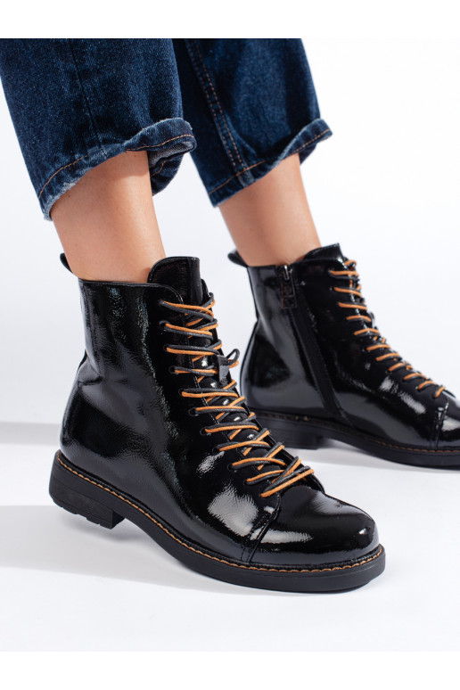 with straps black lacquered women's boots Vinceza