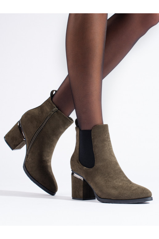 khaki colors of suede Chelsea boots on the heel Vinceza