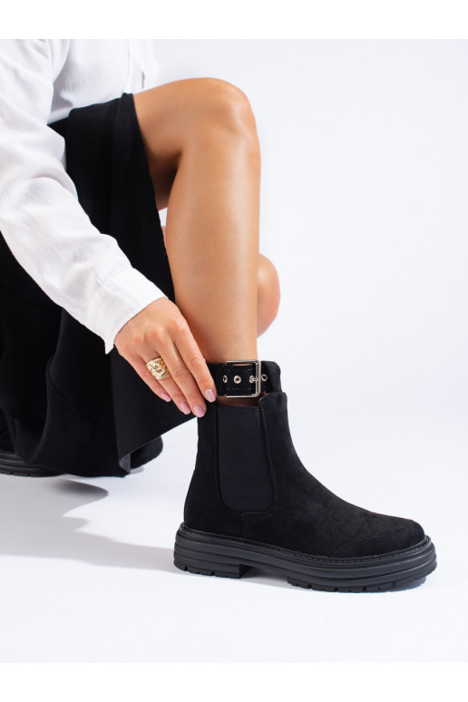 black of suede boots with buckles