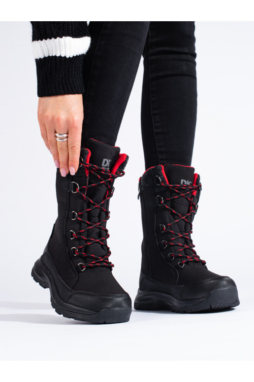 Women's snow boots laced DK Softshell black and red