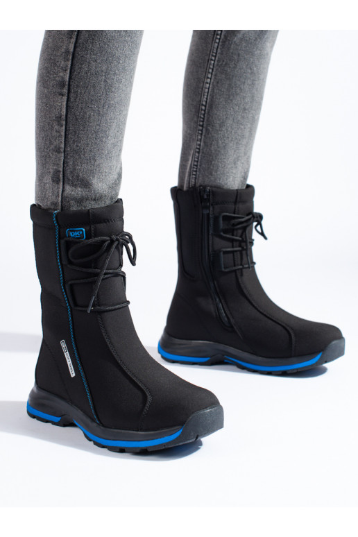 Snow boots with sheepskin womens DK Softshell black and blue