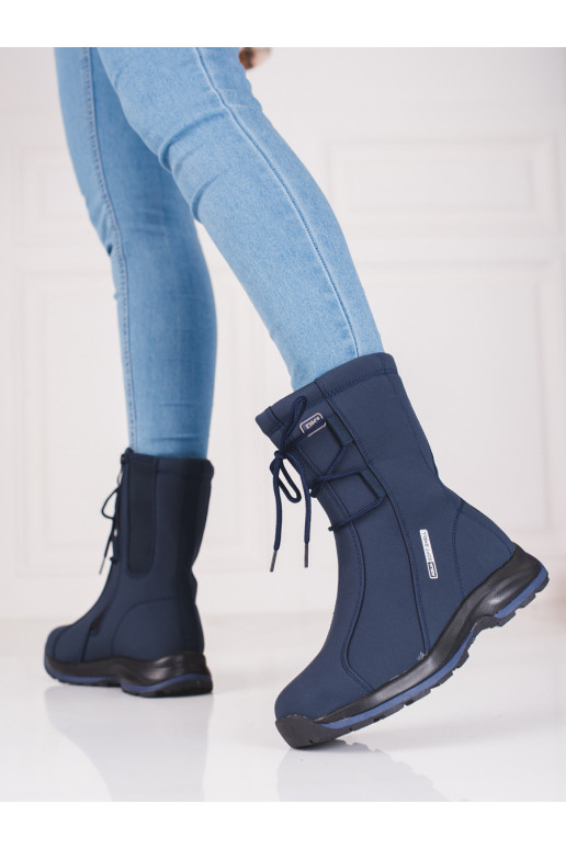 Snow boots with sheepskin womens DK Softshell blue