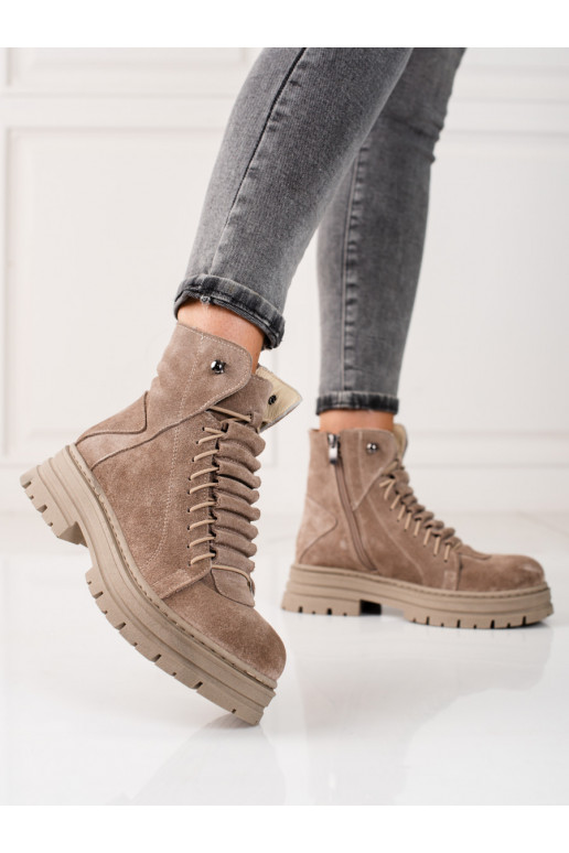 beige boots genuine leather