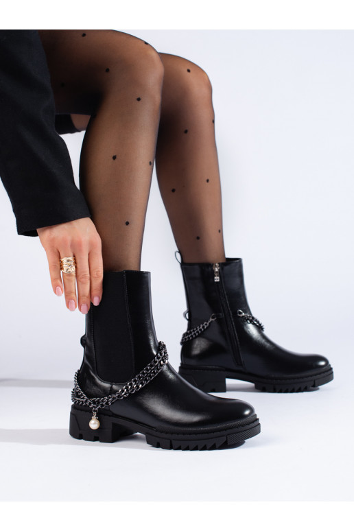 black Women's boots Potocki with chain