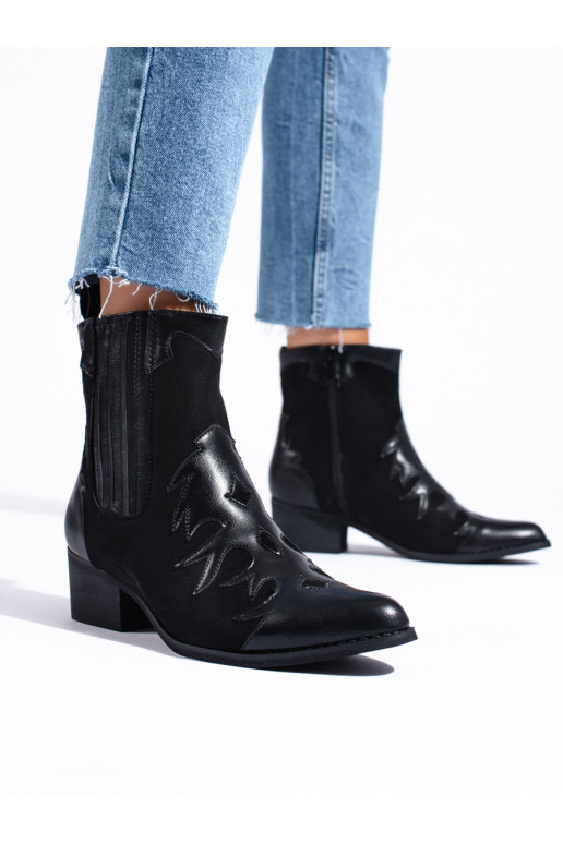 black womens cowboy boots above the ankle