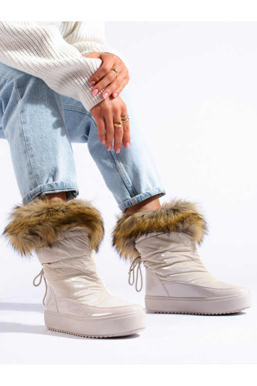 Womens creamy Women's snow boots with fur