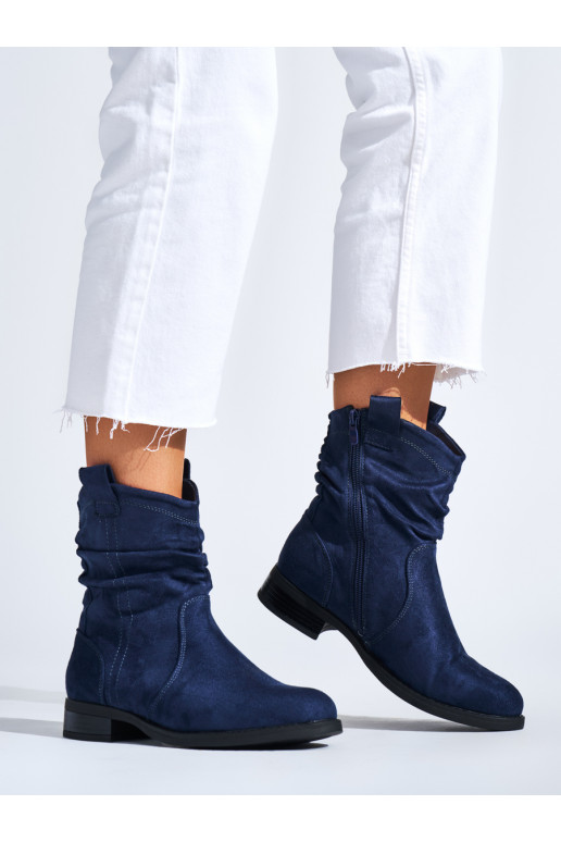 of suede blue boots flat