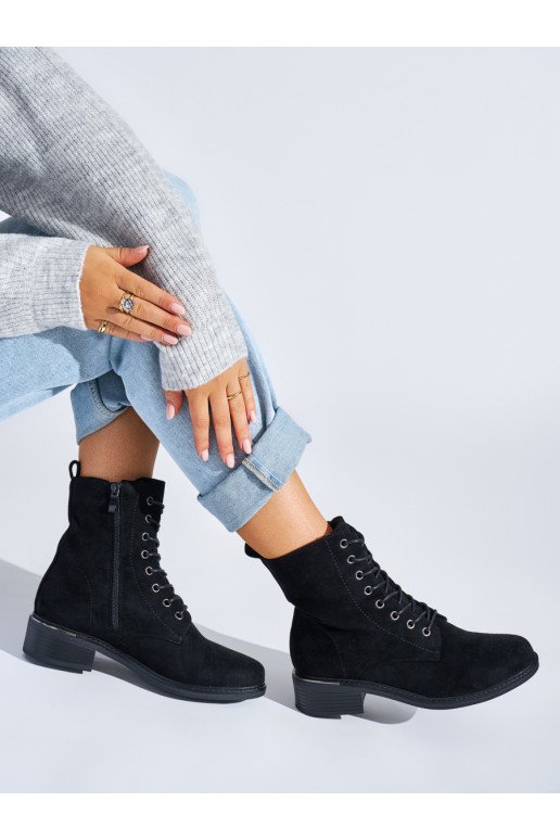 black women's boots laced on a low heel