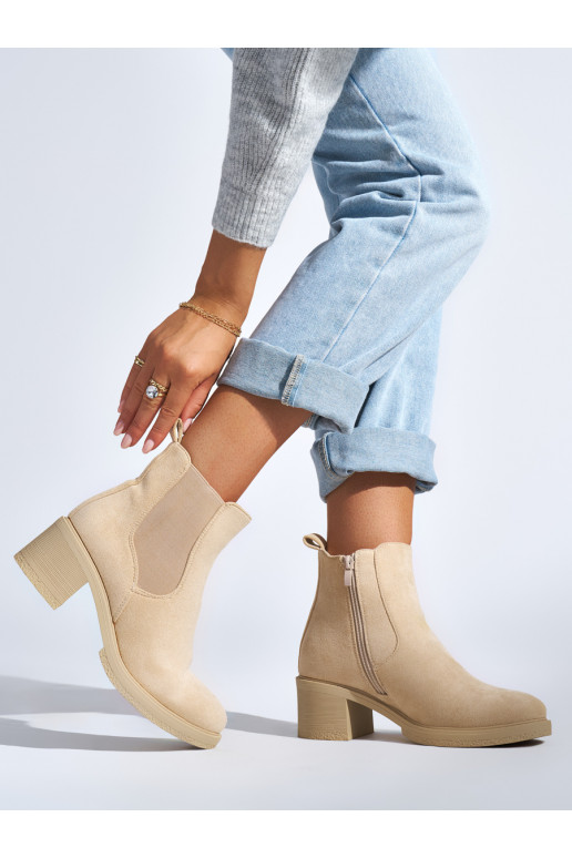 beige of suede Chelsea boots on the heel