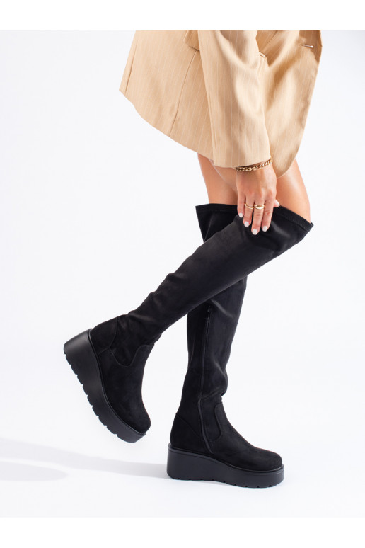 black of suede musketeers with platform