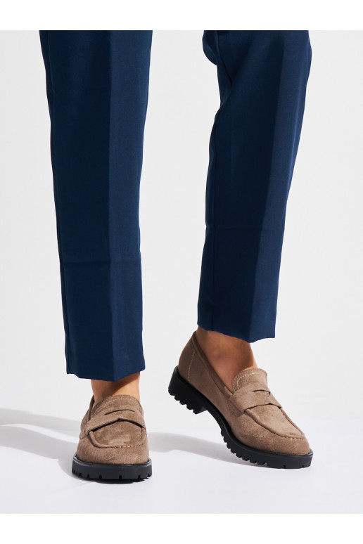 Bezowe of suede women's moccasins