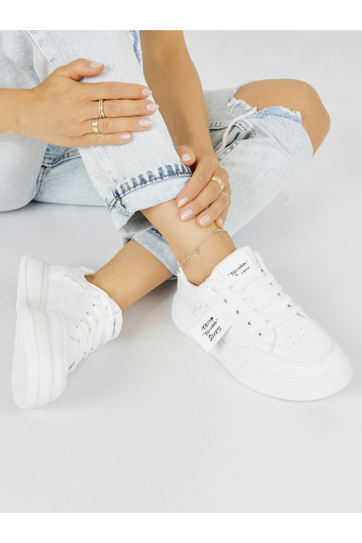 White color womens sneakers with platform