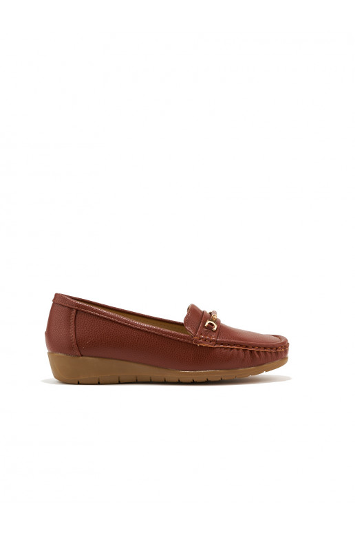 Brown color women's moccasins ze zdobieniem