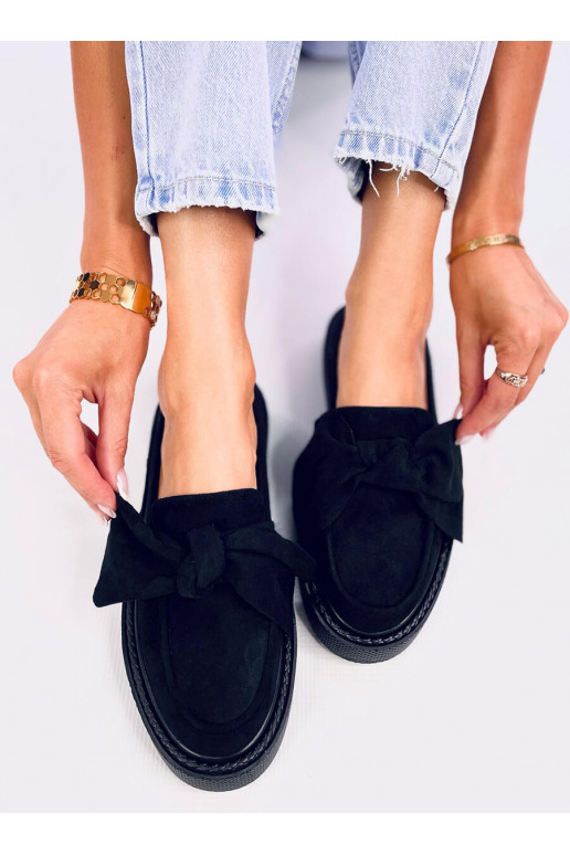 Moccasins of suede with bow TEMPELTON BLACK