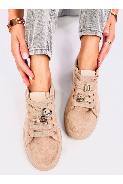 casual shoes with platform z kryształowym misiem SILMA khaki colors