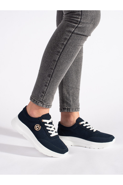 dark blue leather Sneakers with platform