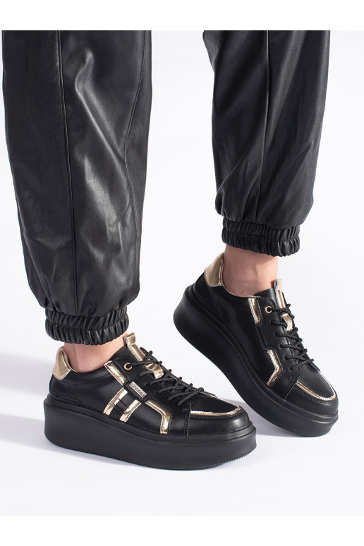 Leather black Sneakers with platform