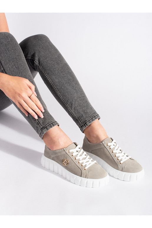 gray shoes with platformLeatherof suedej