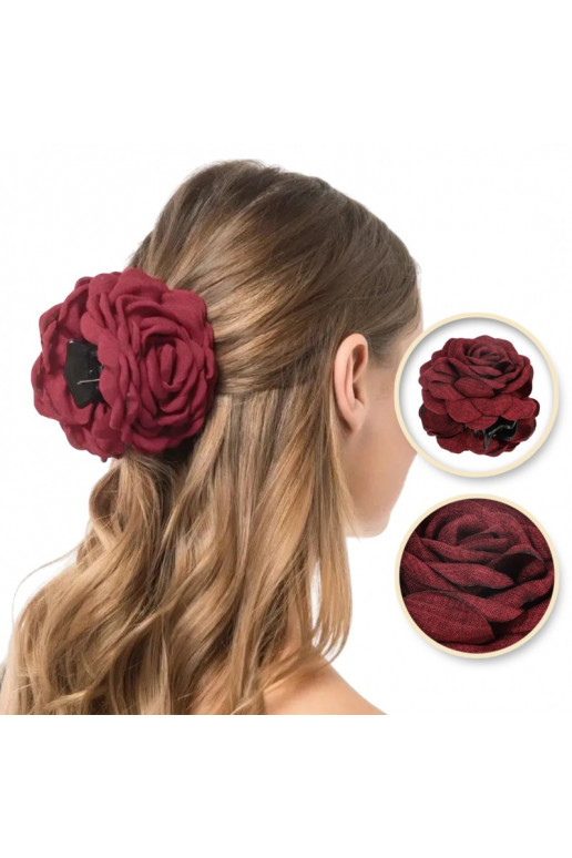 Hair clip duża klamra XL  róża burgundy color 9cm SP288BOR