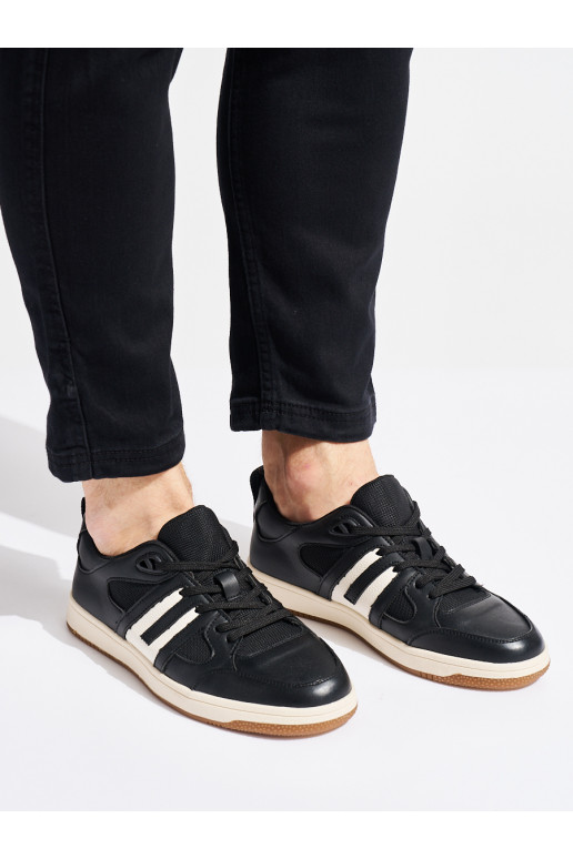 black sneakers from eco leather