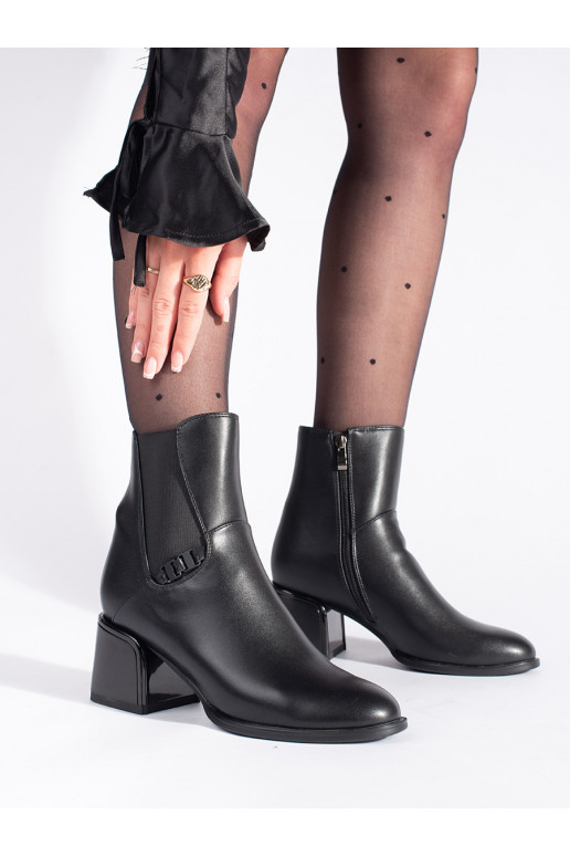 black ankle boots z elastic wstawka