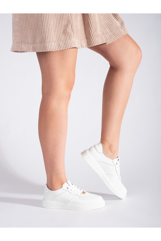 White color womens leather sneakers