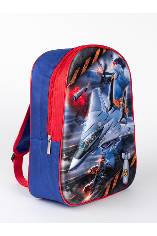 bluered backpack for a boy ze statkiem kosmicznym