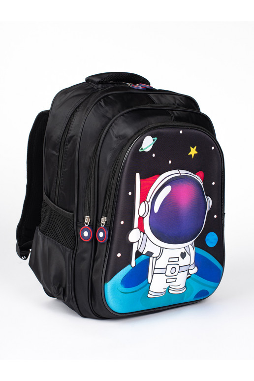 black backpack dziecięcy z kosmonautą