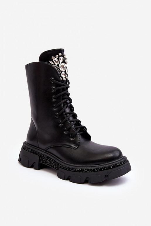 Women's Workery Boots with Decoration Black Ventora