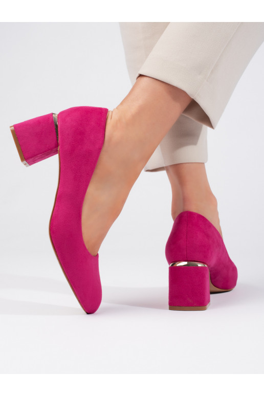 Bright pink of suede High heels 