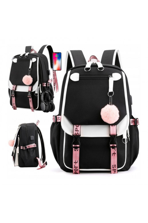 Backpack sportowy szkolny uniwersalny withbrelokiem andUSB PL156CZ