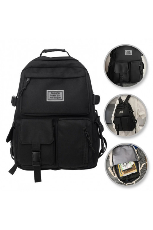 Backpack sportowy szkolny uniwersalny kieszonki black color PL164CZ