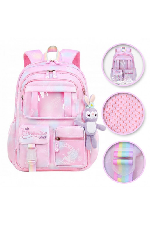 Backpack Rainbow  szkolny uniwersalny kieszonki withbrelokiem PL159R