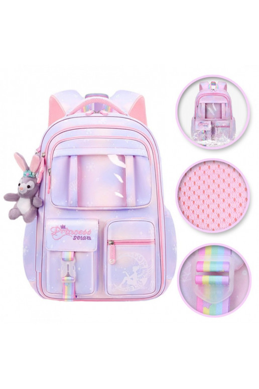 Backpack Rainbow  szkolny uniwersalny kieszonki withbrelokiem PL159FIO