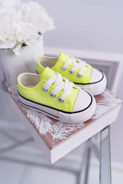 Children's Glitter Sneakers Lime Misty