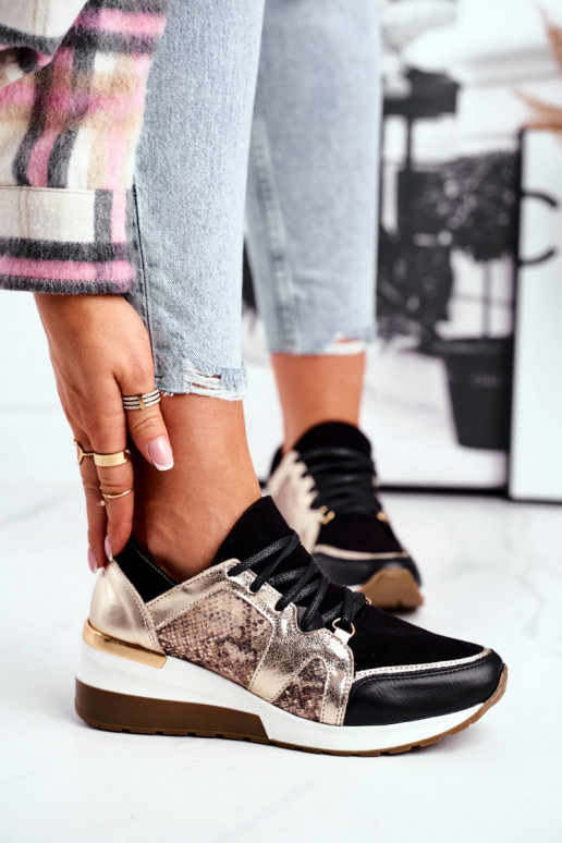 Leather Wedge Sneakers Golden Nicole 2465