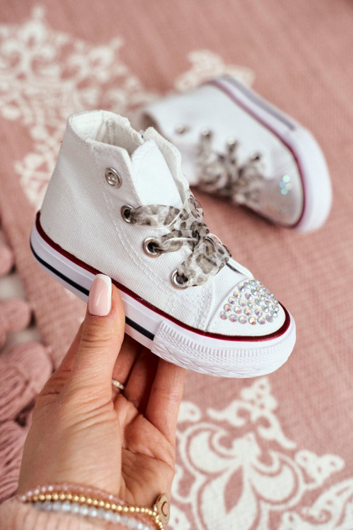 Children's Sneakers With Cubic Zirconia White Smile