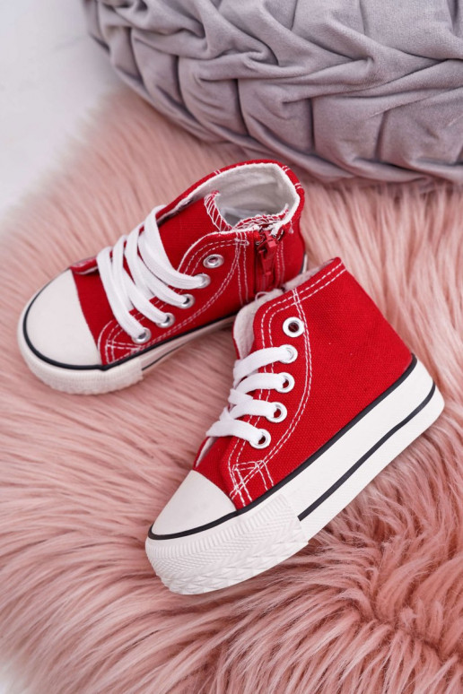 Children's High Sneakers With A Zipper Red Filemon