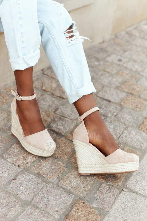 Braided Wedge Sandals Beige Avocado