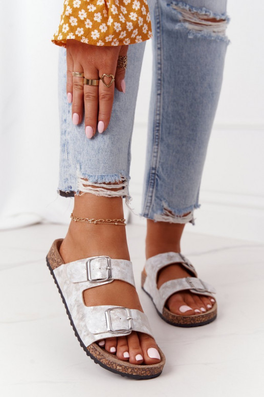 Women's Slides On Corck Silver Vivio