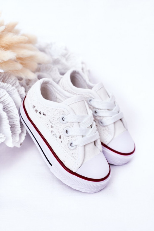 Children's Sneakers With Lace White Roly-Poly