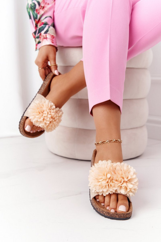 Slippers On The Cork Sole Beige Flowerbomb