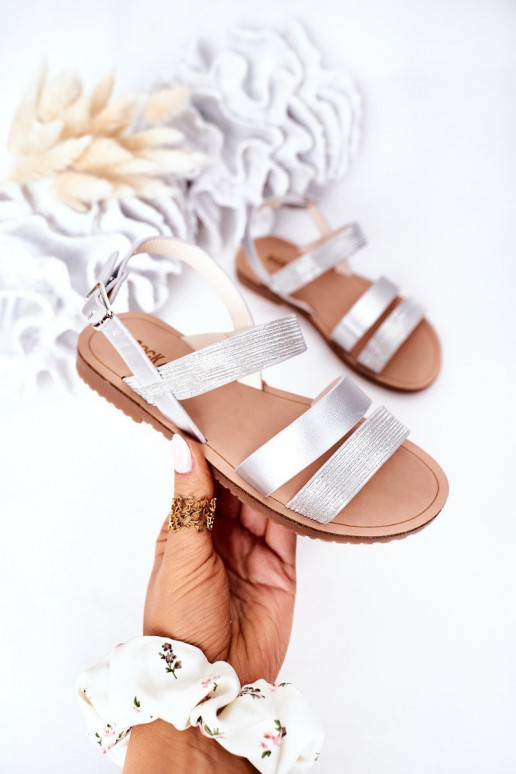 Children's Shiny Sandals Silver Natalie