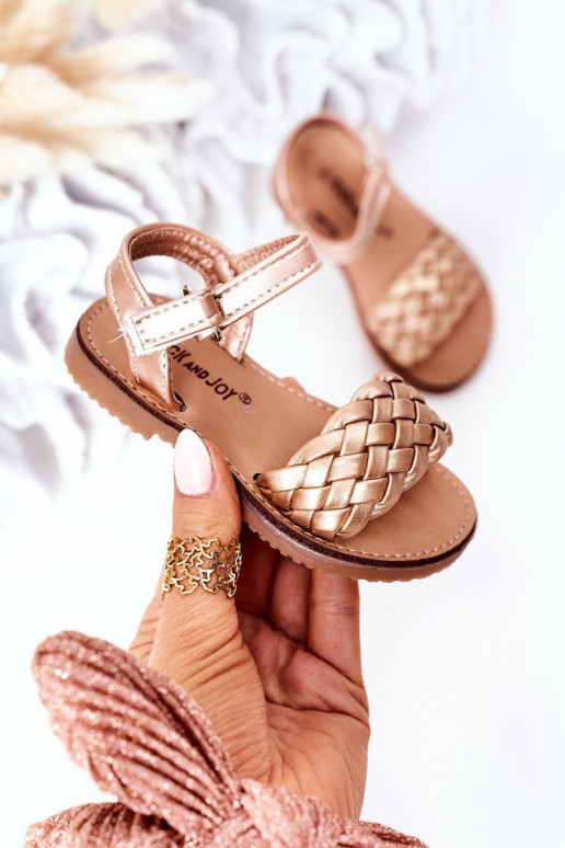 Children's Braided Sandals Rose Gold Bailly